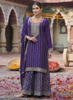 Chinnon Purple Eid Wear Sequins Work Readymade Plazzo Suit